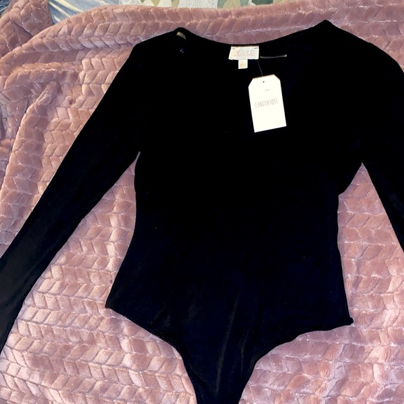 London Rose, Black, V-neck body suit, Large - Picture 4 of 6